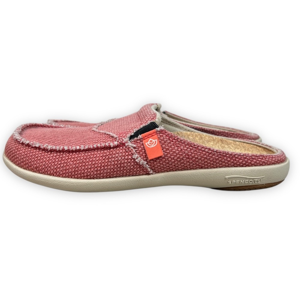 Spenco Siesta Canvas Slide Mules Womens 7 Pink Orthotic Cork Beach Festival